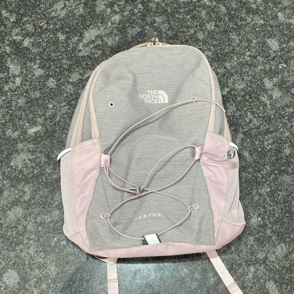 The North Face Jester Backpack Purple Grey Hiking School Travel